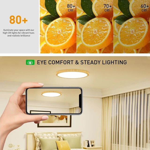 Alt view image 3 of 7 - Flush Mount Ceiling Light Fixture Wood Grain 12 Inch 24W