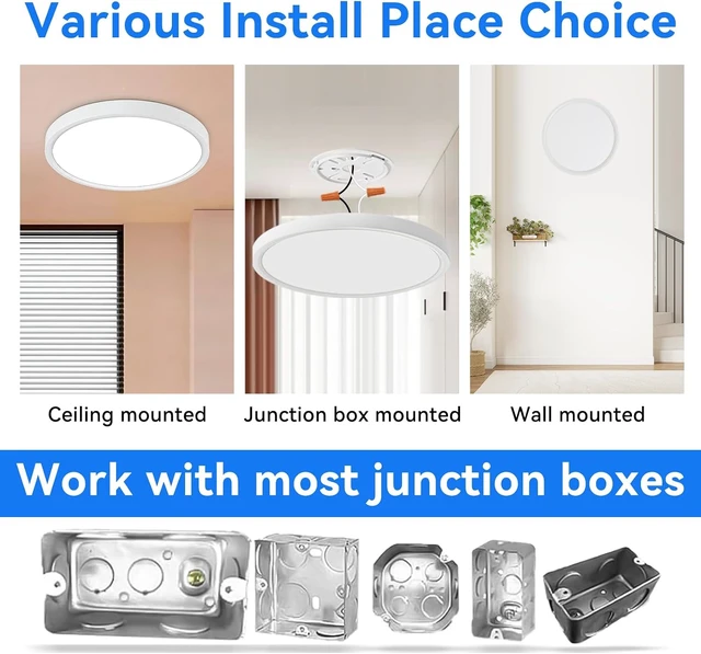 Alt view image 6 of 7 - 6PK 15.8 inch LED Flush Mount Ceiling Light Fixture,36W 3600LM,3000K/4000K/6000K CCTSelectable Super Slim LED Ceiling Light ,Close to Ceiling Round Flat Panel light for Bedroom,Kitchen,Hallway,White
