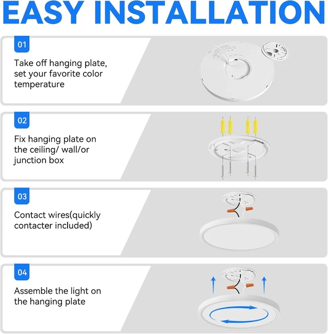 Alt view image 7 of 7 - 6PK 15.8 inch LED Flush Mount Ceiling Light Fixture,36W 3600LM,3000K/4000K/6000K CCTSelectable Super Slim LED Ceiling Light ,Close to Ceiling Round Flat Panel light for Bedroom,Kitchen,Hallway,White