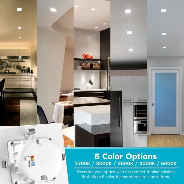 Alt view image 2 of 6 - LUXRITE 4 Inch Square Recessed LED Can Lights, 750 Lumens Wet Rated, 6 Pack
