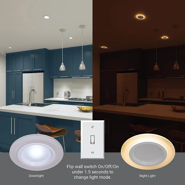 Alt view image 4 of 7 - HALO RL LED Recessed Lighting 4 inch Canless with Night Light 5CCT 700lm