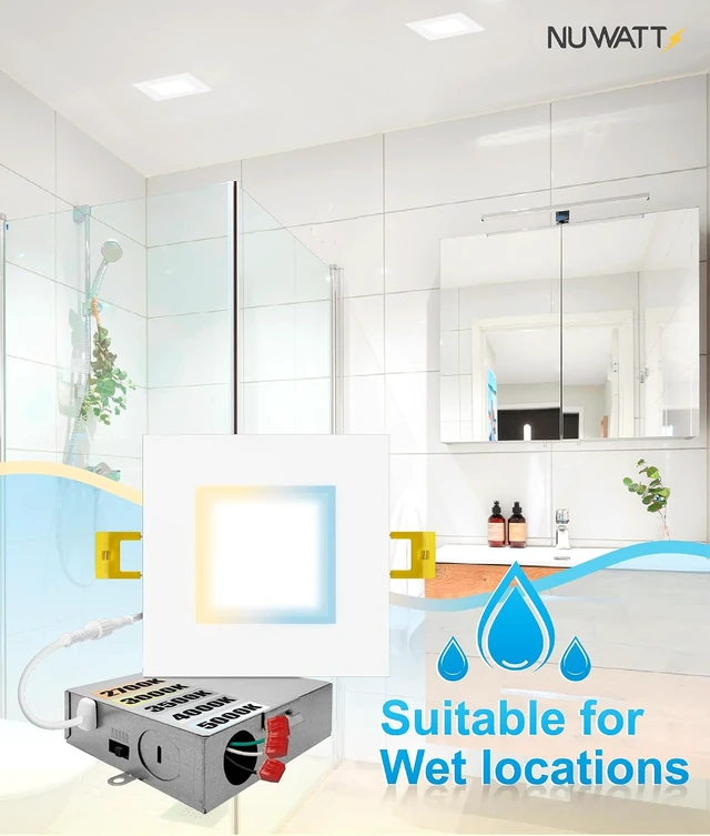 Alt view image 7 of 7 - NUWATT Canless 4 Inch LED Square Recessed Lighting 2700K-5000K, ETL, 6 Pack