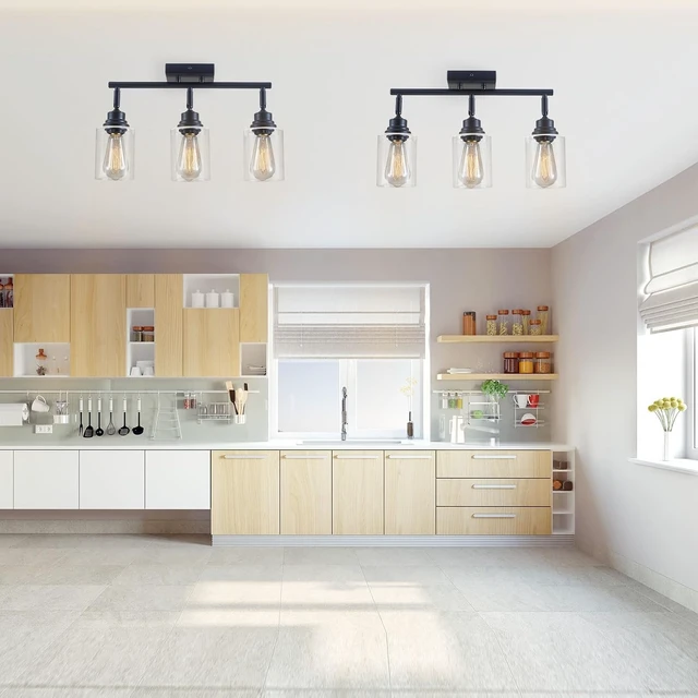 Alt view image 4 of 7 - 3-Light Matte Black Track Lighting Ceiling Mount for Kitchen