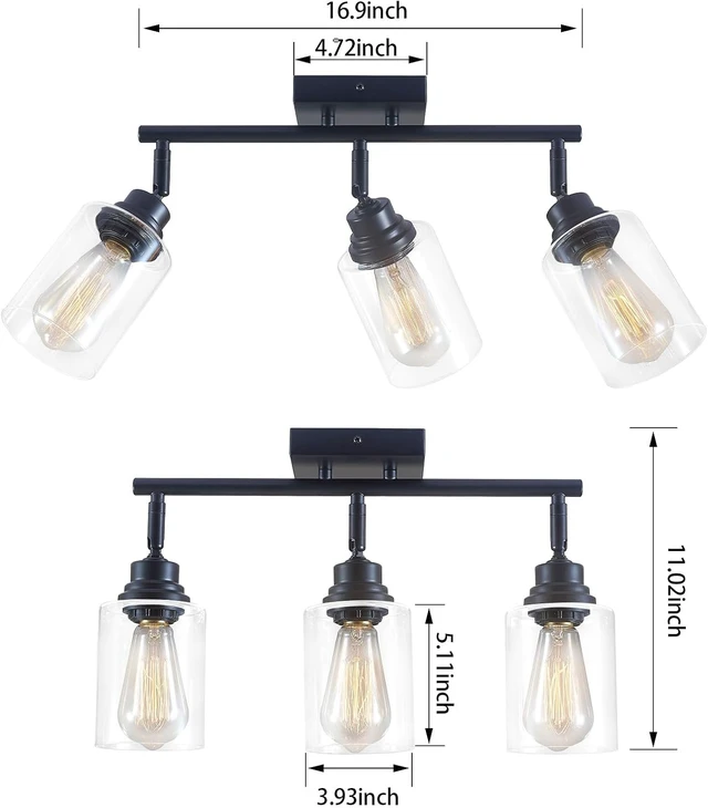 Alt view image 5 of 7 - 3-Light Matte Black Track Lighting Ceiling Mount for Kitchen