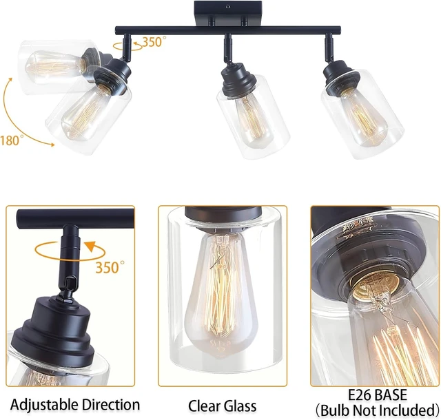 Alt view image 7 of 7 - 3-Light Matte Black Track Lighting Ceiling Mount for Kitchen