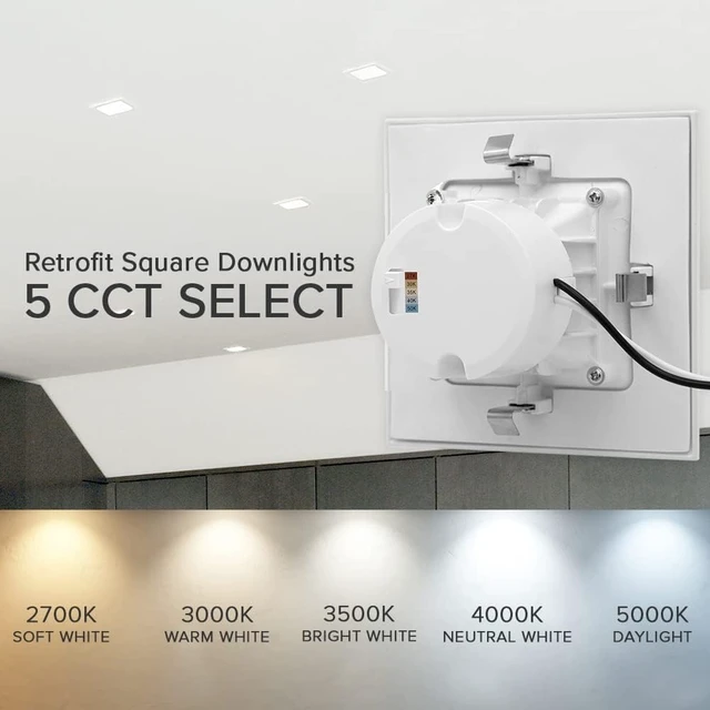Alt view image 7 of 7 - Maxxima 6 in. Retrofit Recessed Square LED Downlight, 1200 Lumens, 5 CCT
