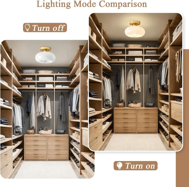 Alt view image 6 of 7 - Mid-Century Modern Gold Semi Flush Mount Ceiling Light 8.66 Inch
