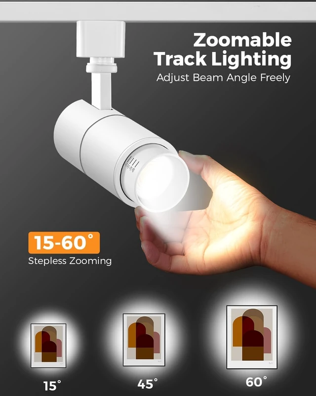 Alt view image 2 of 7 - VANoopee 3-Color Zoomable 10W LED Track Lighting Heads H Type, White 6 Pack