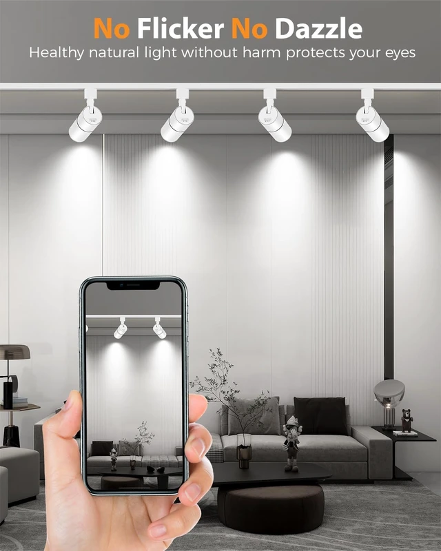 Alt view image 5 of 7 - VANoopee 3-Color Zoomable 10W LED Track Lighting Heads H Type, White 6 Pack