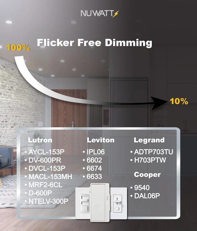 Alt view image 5 of 7 - NUWATT 6 inch LED Black Recessed Lighting, 5CCT 2700K-5000K, Dimmable, 6 PK