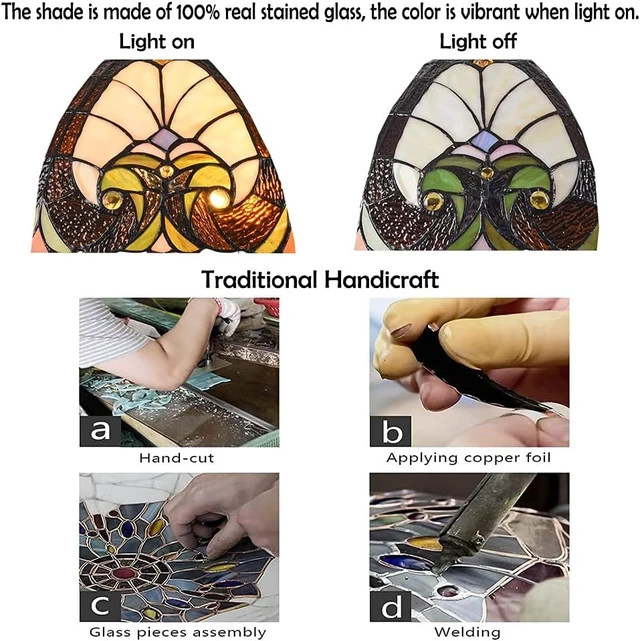 Alt view image 6 of 7 - Tiffany Ceiling Light Victorian Style Stained Glass Semi Flushmount