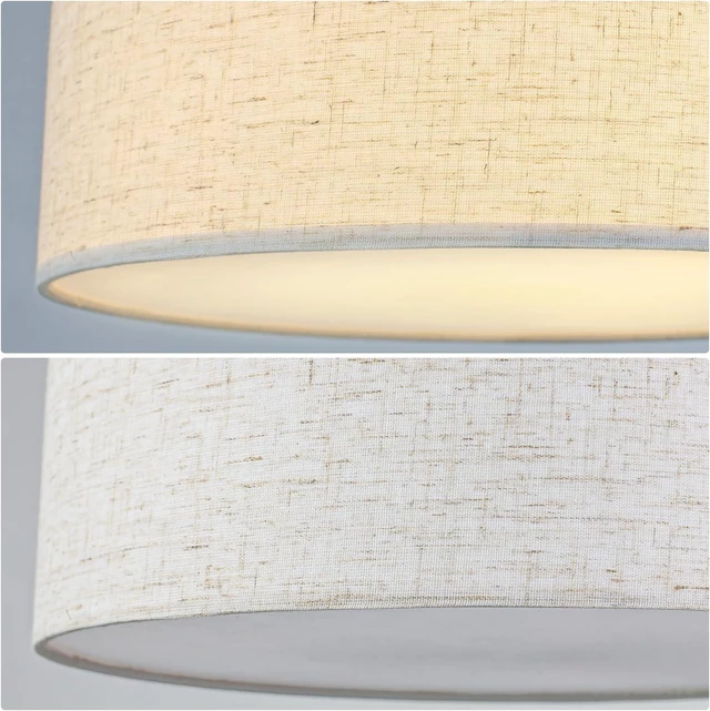 Alt view image 3 of 7 - Luupyia 3-Lights Drum Ceiling Light Fixture 12.6 Inches, Vintage Unique Semi Flush Mount Ceiling Lighting with Fabric Drum Shade, Farmhouse Chandeliers for Bedroom, Hallway, Entry, Foyer E26 60W