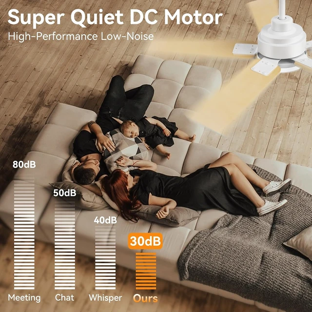 Alt view image 5 of 7 - 42Inch Smart Ceiling Fan with Lights Remote,APP&Voice Alexa WIFI Controled,Quiet Reversible DC Motor,Dimmable LED,Indoor Outdoor,Small Modern Ceiling Fan,for Bedroom Patio Porch,White&Light Wood