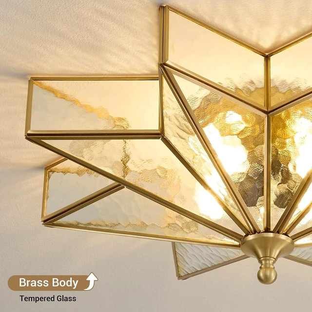Alt view image 3 of 7 - Star Flush Mount Ceiling Light: 20 Inch Brass Clear Glass Lighting Fixture
