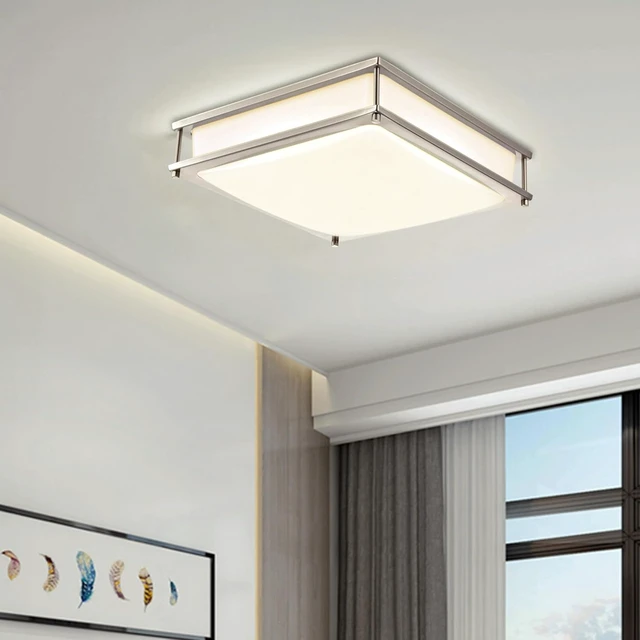 Alt view image 4 of 7 - 12 Inch LED Square Flush Mount Ceiling Light, 15W LED Ceiling Lighting, Brushed Nickel 4000K Neutral White, Dimmable Light Fixture for Kitchen Hallway Laundry Room