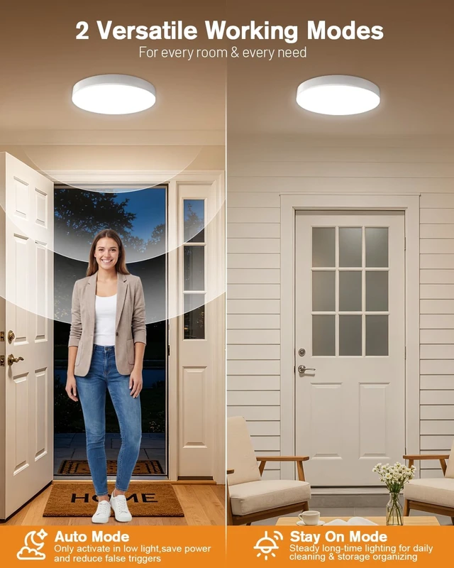 Alt view image 3 of 7 - Rechargeable Motion Sensor Ceiling Light with Remote, Timer,10000mAh