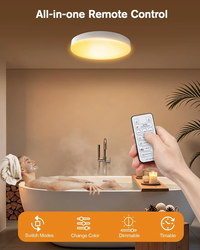 Alt view image 6 of 7 - Rechargeable Motion Sensor Ceiling Light with Remote, Timer,10000mAh