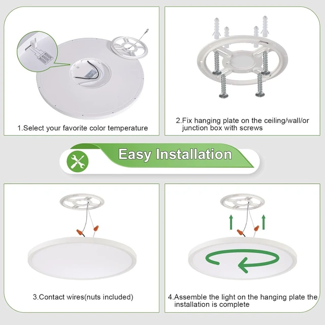 Alt view image 7 of 7 - 6PK 15.8 Inch LED Flush Mount Ceiling Light Fixture, 32W,3200LM,3000K/4000K/6000K CCT Selectable,0.67 inch Super Slim LED Ceiling Light for Bedroom,Hallway,Kitchen,White