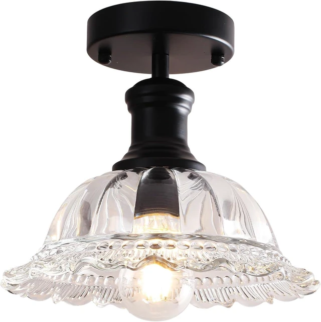 Main image of Vintage Semi Flush Mount Ceiling Light, Close to Ceiling Lighting Fixture, Glass Ceiling Light for Kitchen Island, Bedroom, Dining Room, Bathrrom, Hallway, Closet
