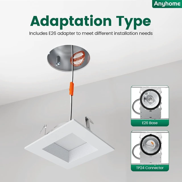 Alt view image 7 of 7 - 4 Inch Square Led Recessed Lighting 12 Pack, Anti-Glare