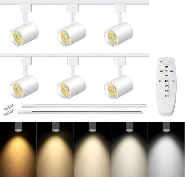 Main image of 6 Lights LED Track Lighting Kit with Remote, 10W Dimmable White