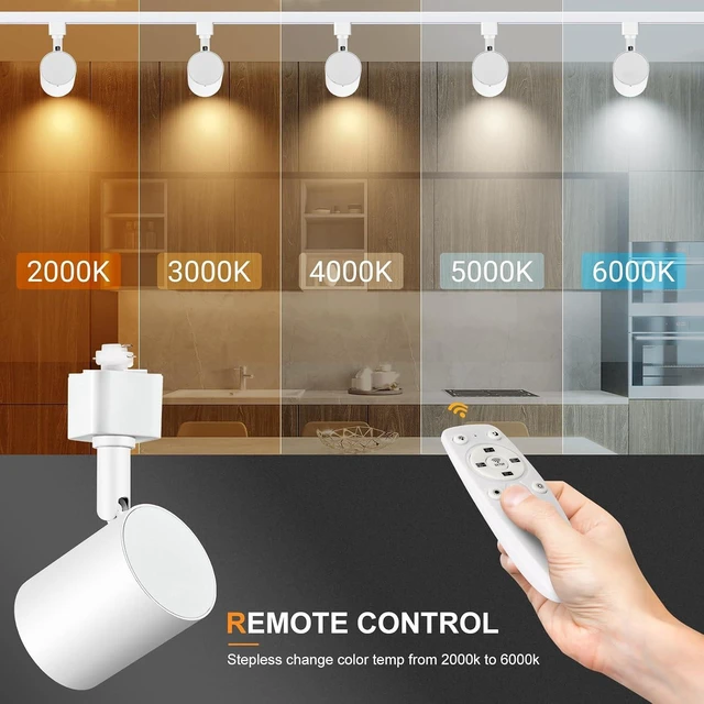 Alt view image 3 of 7 - 6 Lights LED Track Lighting Kit with Remote, 10W Dimmable White