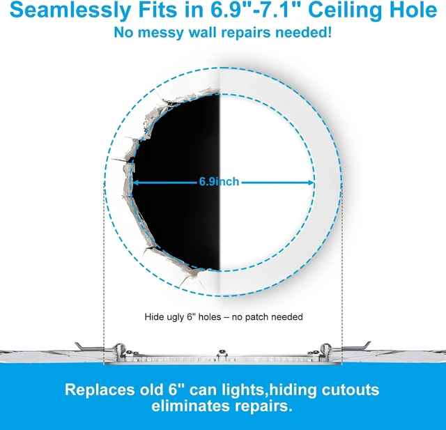 Alt view image 5 of 7 - Elaruslux 20 Pack 7 Inch 3CCT Ultra-Thin LED Recessed Light with Junction Box, 3000K/4500K/6000K Selectable, 18W Eqv 125W, Dimmable Canless Downlight, 1600LM High Brightness