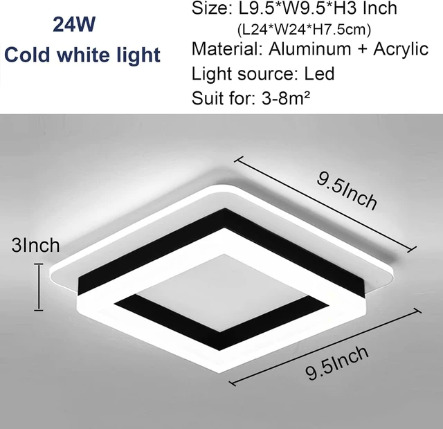 Alt view image 2 of 7 - Motion Sensor LED Ceiling Light Indoor, 24W Black Mount Motion Activated 7.87inch Flush Mount Lighting Fixture for Closet Laundry Bathroom Hallway Stair Porch Basement, Cool White