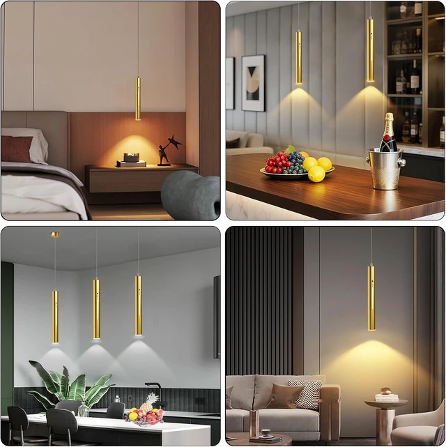 Alt view image 6 of 7 - Lightess Battery Operated Pendant Light Set of 2, Motion Sensor, Gold