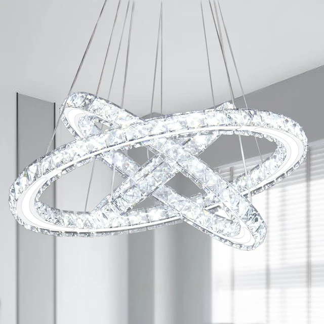 Main image of 3-Ring Acrylic Crystal Chandelier Modern Ceiling Light Fixture