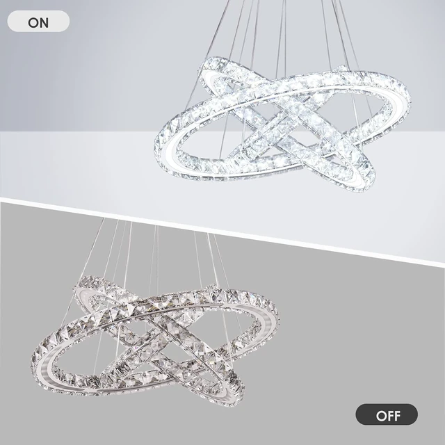 Alt view image 2 of 7 - 3-Ring Acrylic Crystal Chandelier Modern Ceiling Light Fixture