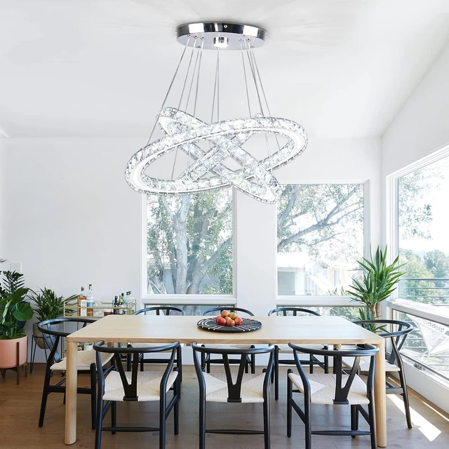 Alt view image 5 of 7 - 3-Ring Acrylic Crystal Chandelier Modern Ceiling Light Fixture