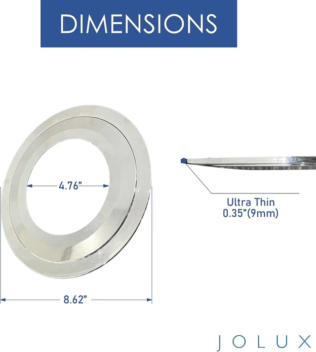 Alt view image 2 of 6 - Jolux 4 Pack Gloss Chrome Goof Trim Ring for 5/6" Inch Recessed can Lighting Downlight,Plastic,Outer Diameter 8.6 Inches,Inner Diameter 4.7 Inches.