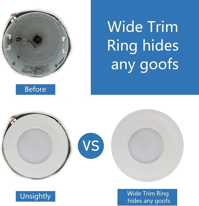 Alt view image 4 of 6 - Jolux 4 Pack Gloss Chrome Goof Trim Ring for 5/6" Inch Recessed can Lighting Downlight,Plastic,Outer Diameter 8.6 Inches,Inner Diameter 4.7 Inches.