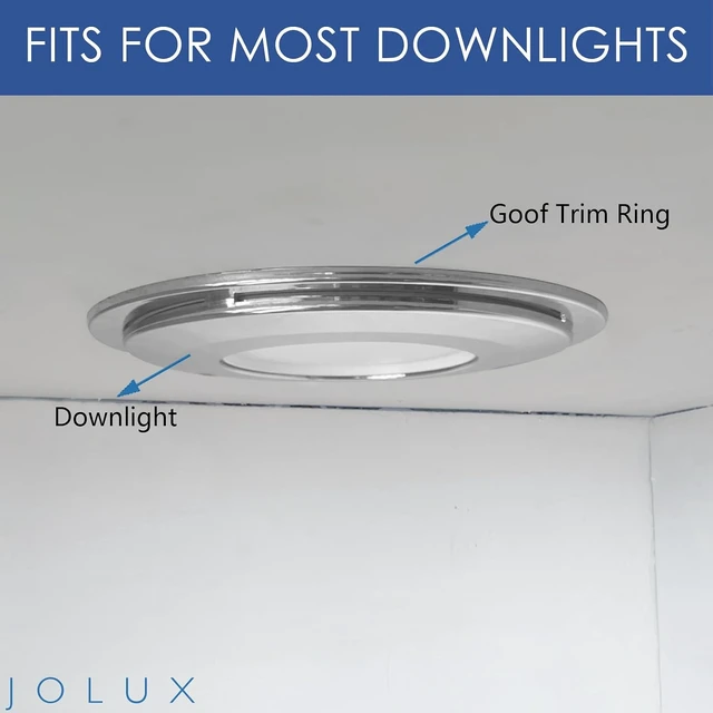 Alt view image 6 of 6 - Jolux 4 Pack Gloss Chrome Goof Trim Ring for 5/6" Inch Recessed can Lighting Downlight,Plastic,Outer Diameter 8.6 Inches,Inner Diameter 4.7 Inches.