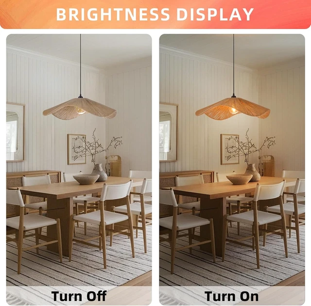Alt view image 5 of 7 - Arturesthome 25.5" Boho Twine Pendant Lamp Shade,Large Woven Hanging Lighting for Living Room Bedroom Adjustable Modern Chandelier for Kitchen Hallway