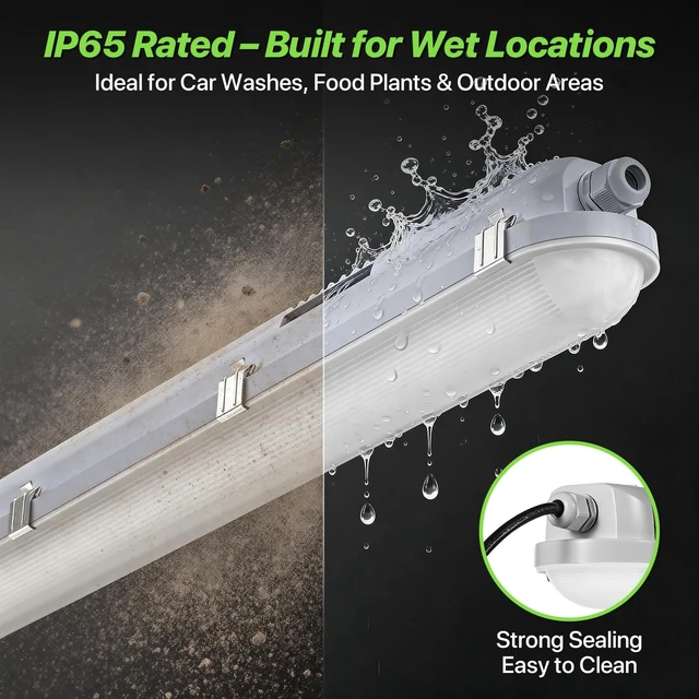 Alt view image 4 of 7 - Glitgate 4FT LED Vapor Tight Light, 40-60W & 3CCT, 6600LM, ETL Listed