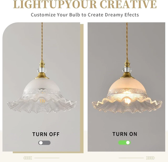 Alt view image 6 of 7 - 1 Pack Vintage Brushed Gold Crystal Transparent Glass Pendant Light Fixture