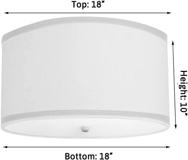 Alt view image 2 of 7 - Moderne Flush Mount Conversion Kit 18"w White Linen Shallow Drum Lampshade