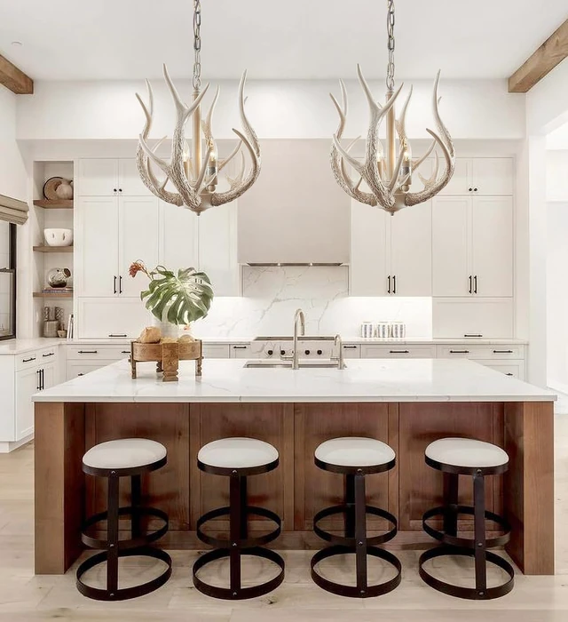 Alt view image 3 of 6 - Rustic Antler Chandelier Lighting 2 Lights for Dining Room