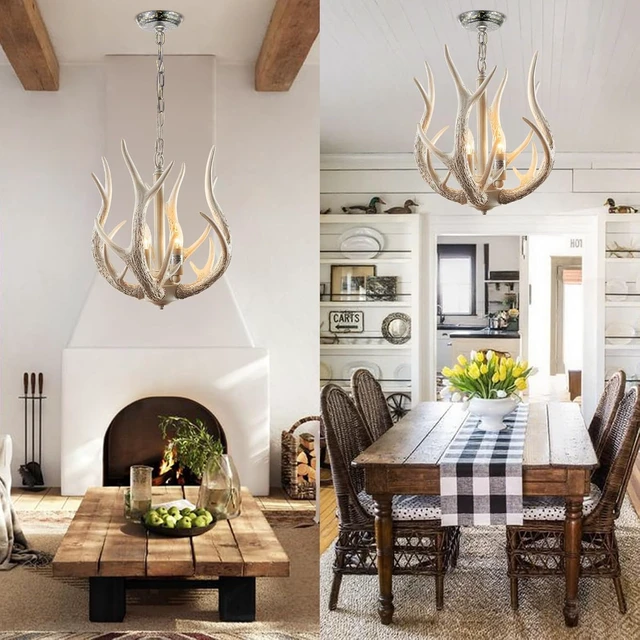 Alt view image 2 of 6 - Rustic Antler Chandelier Lighting 2 Lights for Dining Room