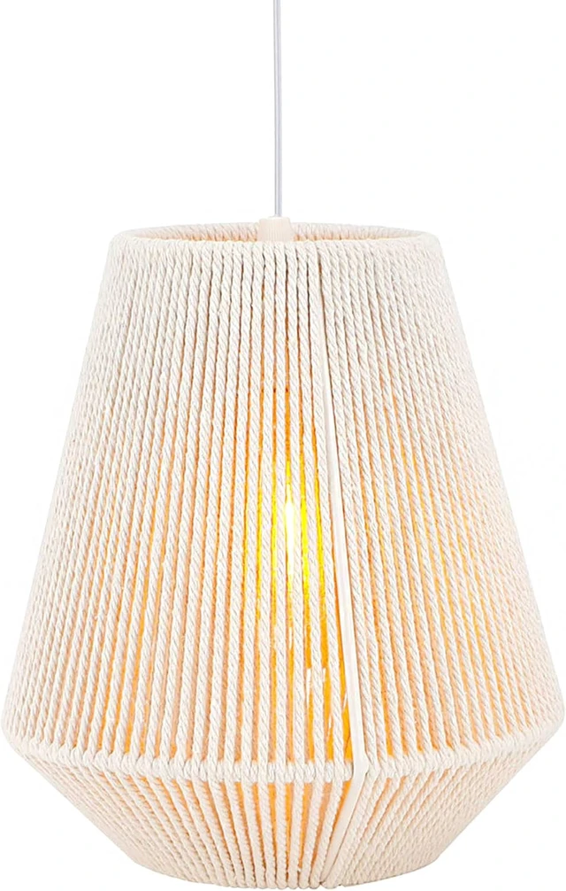 Alt view image 5 of 7 - JHY DESIGN Cotton Rope Hanging Light Battery Operated Boho Lamp