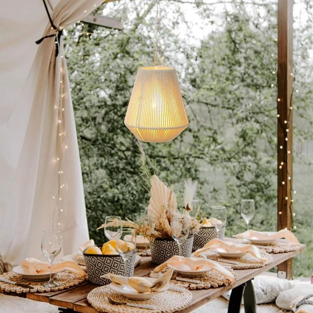 Alt view image 7 of 7 - JHY DESIGN Cotton Rope Hanging Light Battery Operated Boho Lamp