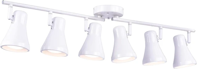 Main image of Foldable Track Lighting Fixtures, 6 Way Pivot Shade Ceiling LED Lights,Modern White Rotatable Bar Spotlight for Kitchen Island Hallway Dining Living Room Bedroom,E26 R20 Bulb Not Included
