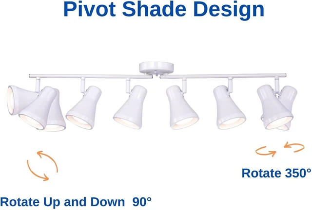 Alt view image 3 of 7 - Foldable Track Lighting Fixtures, 6 Way Pivot Shade Ceiling LED Lights,Modern White Rotatable Bar Spotlight for Kitchen Island Hallway Dining Living Room Bedroom,E26 R20 Bulb Not Included