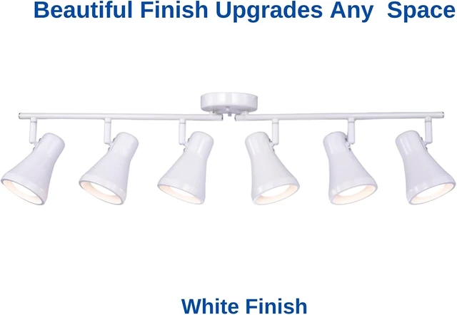 Alt view image 5 of 7 - Foldable Track Lighting Fixtures, 6 Way Pivot Shade Ceiling LED Lights,Modern White Rotatable Bar Spotlight for Kitchen Island Hallway Dining Living Room Bedroom,E26 R20 Bulb Not Included