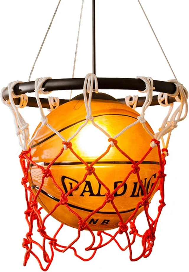 Main image of Industrial Vintage Acrylic Basketball Pendant Light with Basketball Hoop Loft Bar Ceiling Hanging Lamp Gym Children's Room Dining Room Decoration Chandelier