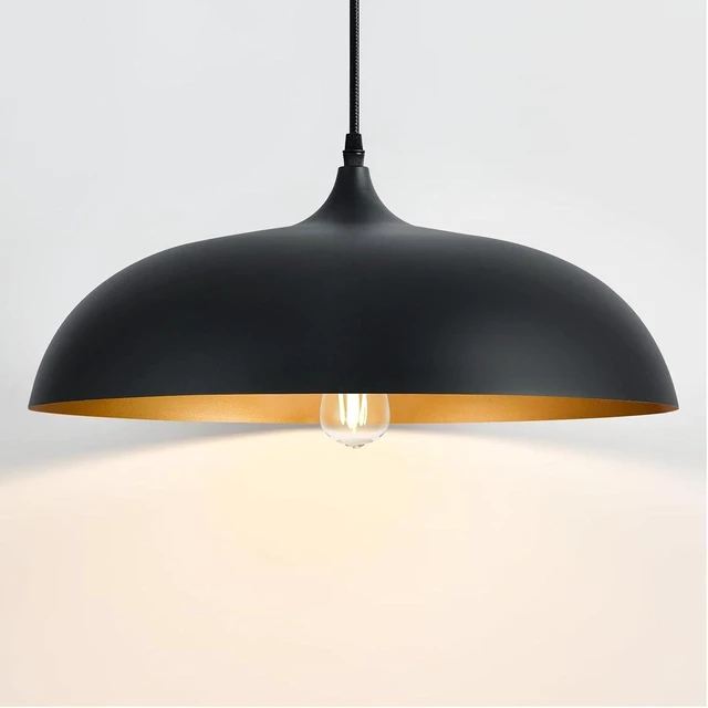 Main image of 17.8" Large Black Dome Pendant Light, Adjustable Hanging Lamp
