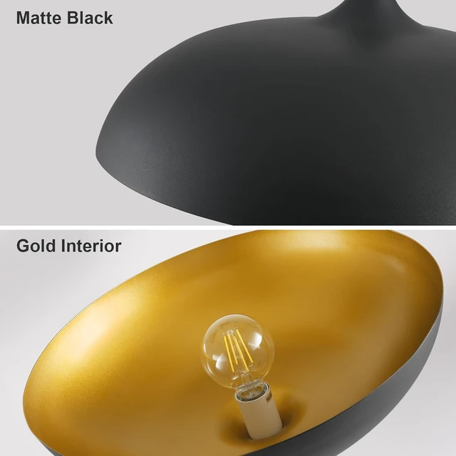 Alt view image 3 of 7 - 17.8" Large Black Dome Pendant Light, Adjustable Hanging Lamp