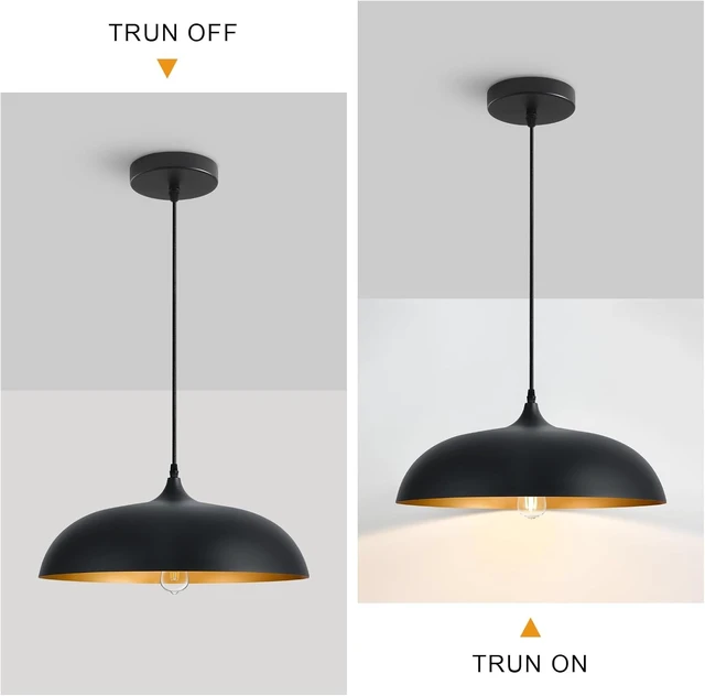 Alt view image 4 of 7 - 17.8" Large Black Dome Pendant Light, Adjustable Hanging Lamp